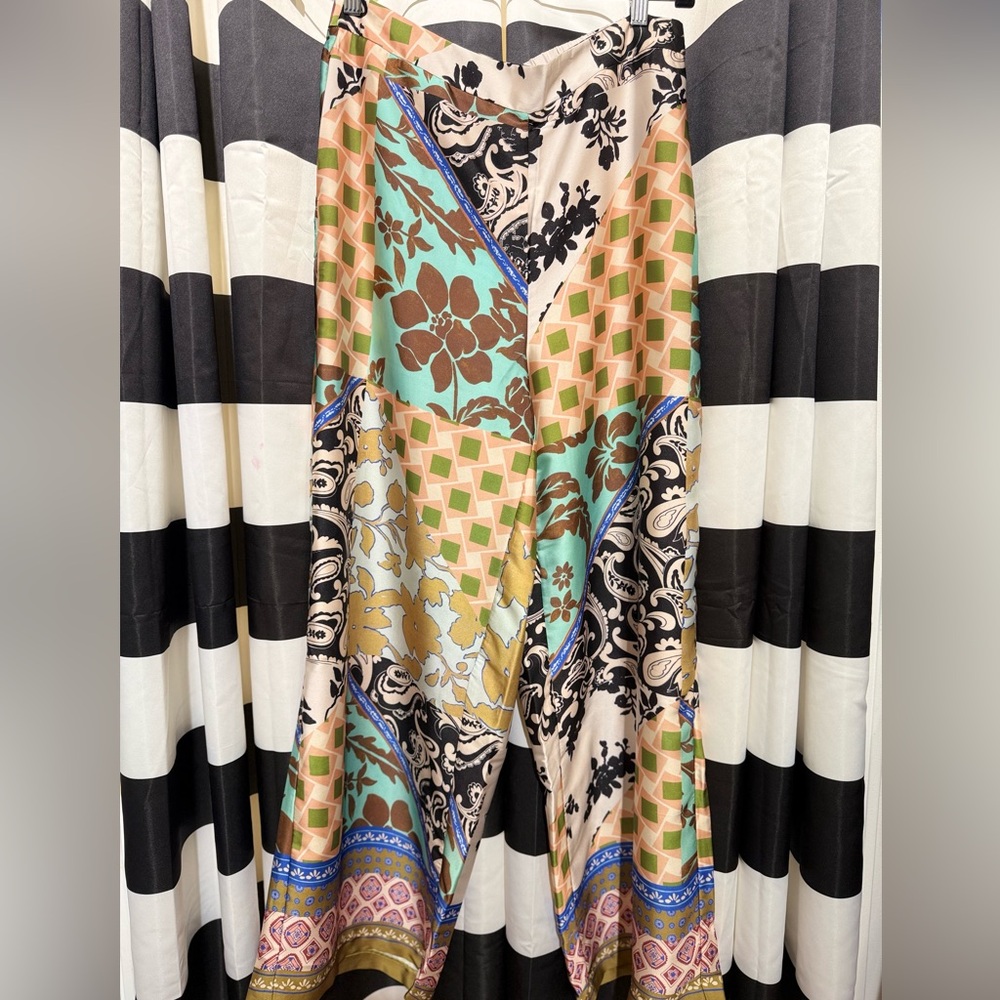 Elegant Patchwork Wide Leg Pants
